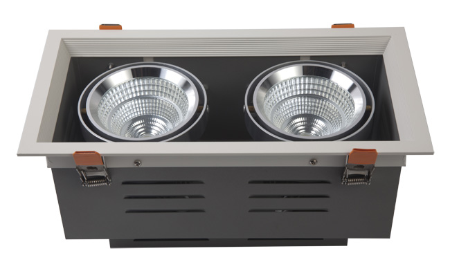 LED豆膽燈 24W 開(kāi)孔300x140mm LED雙頭格柵射燈 LED豆膽燈 24W 開(kāi)孔300x140mm LED雙頭格柵射燈