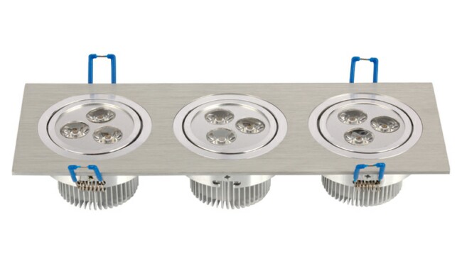 LED 9W 開孔251x74mm射燈 單顆透鏡LED 三頭格柵射燈 LED 9W 開孔251x74mm射燈 單顆透鏡LED 三頭格柵射燈